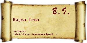 Bujna Irma névjegykártya